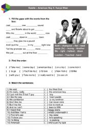 English Worksheet: Estelle - American Boy [Feat. Kanye West