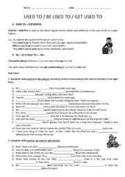 English Worksheet: used to, be/get used to