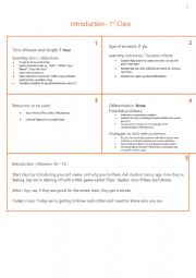 ESL First Class1st Grade Lesson Plan 