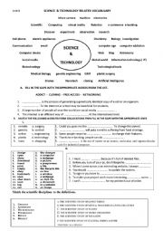 English Worksheet:  Science and technology 