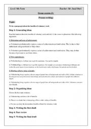 English Worksheet: Writing about the benefits of voluntary work