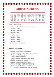 English Worksheet: Ordinal Numbers