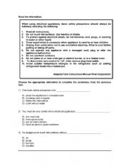 English Worksheet: Electrical Appliances