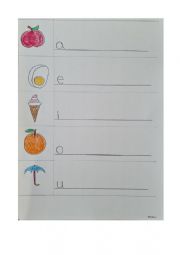 English Worksheet: Vowel Practice (hand drawn)