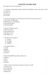 English Worksheet: Country studies test