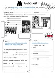 English Worksheet: Motown Webquest