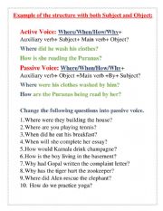English Worksheet: Worksheet of Passive voice of Wh questions