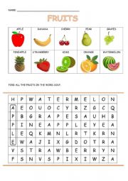 English Worksheet: Fruits