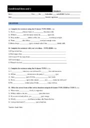 English Worksheet: Conditionals 0 and 1