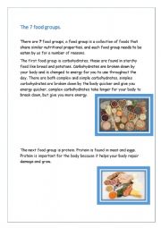 English Worksheet: 7 food groups
