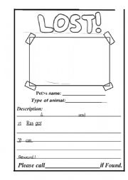 English Worksheet: I lost my pet