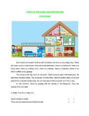 English Worksheet: PARTS OF THE HOUSE AND PREPOSITIONS