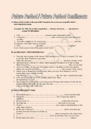 English Worksheet: future in the past -future perfect -continous