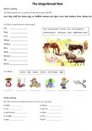 English Worksheet: The Gingerbread Man