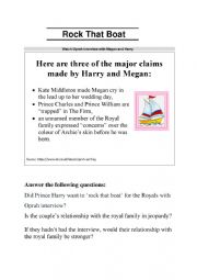English Worksheet: Rock That Boat - Prince Harry