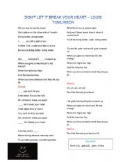 English Worksheet: DONT LET IT BREAK YOUR HEART 