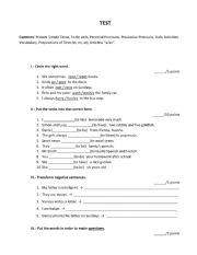 English Worksheet: TEST