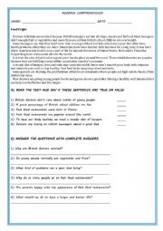English Worksheet: Reading comp countable and uncountable nouns