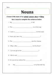 English Worksheet: Nouns Worksheet