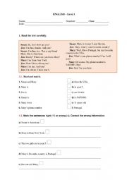 English Worksheet: Giving personal information