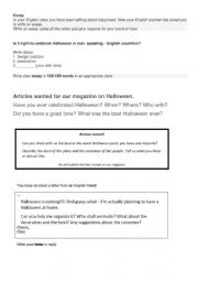English Worksheet: Halloween writing FCE