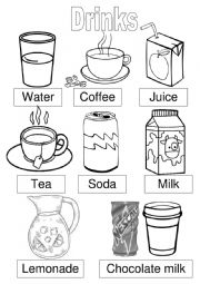 English Worksheet: Drinks Pictionary
