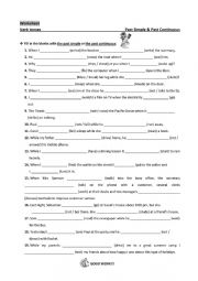 English Worksheet: past simpl vs past continuous