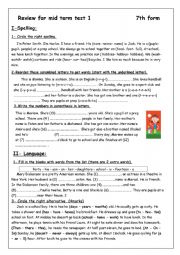English Worksheet: review 7th form