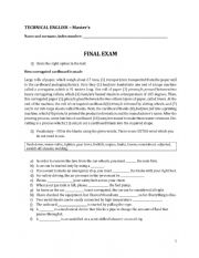 English Worksheet: Technical English, exam practice