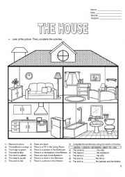 English Worksheet: PARTS OF THE HOUSE + PREPOSITIONS