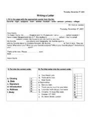 English Worksheet: Write a Letter