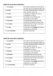 match words to definitions  