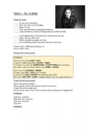 English Worksheet: Hello by Adele - Song worksheet