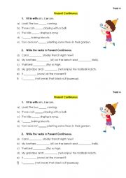 English Worksheet: present continuous