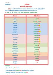 English Worksheet: Adjective Suffixes