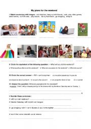 English Worksheet: Plans for the weekend / Will