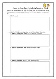 English Worksheet: Paper Airplanes Game