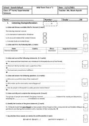 2nd Form - Experimental Sciences - Mid-Term Test n 1 