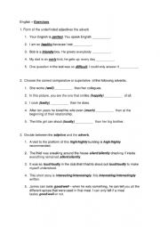 English Worksheet: English Adverbs and Adjetives