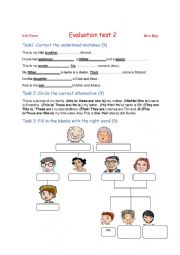 English Worksheet: evaluation test 6th grade 