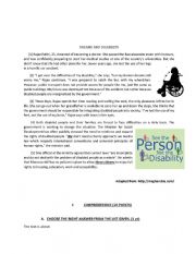 English Worksheet: dreams and disability