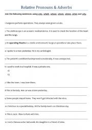 English Worksheet: Relative pronouns & adverbs