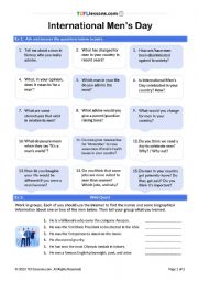 English Worksheet: International Men�s Day