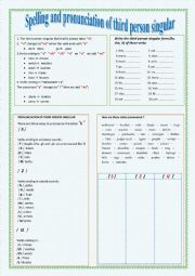 English Worksheet: SIMPLE PRESENT : SPELLING AND PRONUNCIATION OF THIRD PERSON SINGULAR