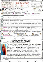 English Worksheet: 9th form test 