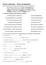 English Worksheet: Future Arrangements