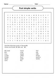English Worksheet: Past simple verbs Puzzle
