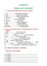 English Worksheet: PAST SIMPLE WORKSHEET