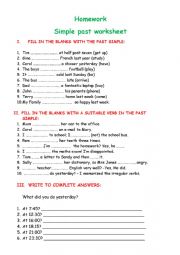 PAST SIMPLE WORKSHEET