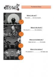 English Worksheet: Prepositions of place-Halloween